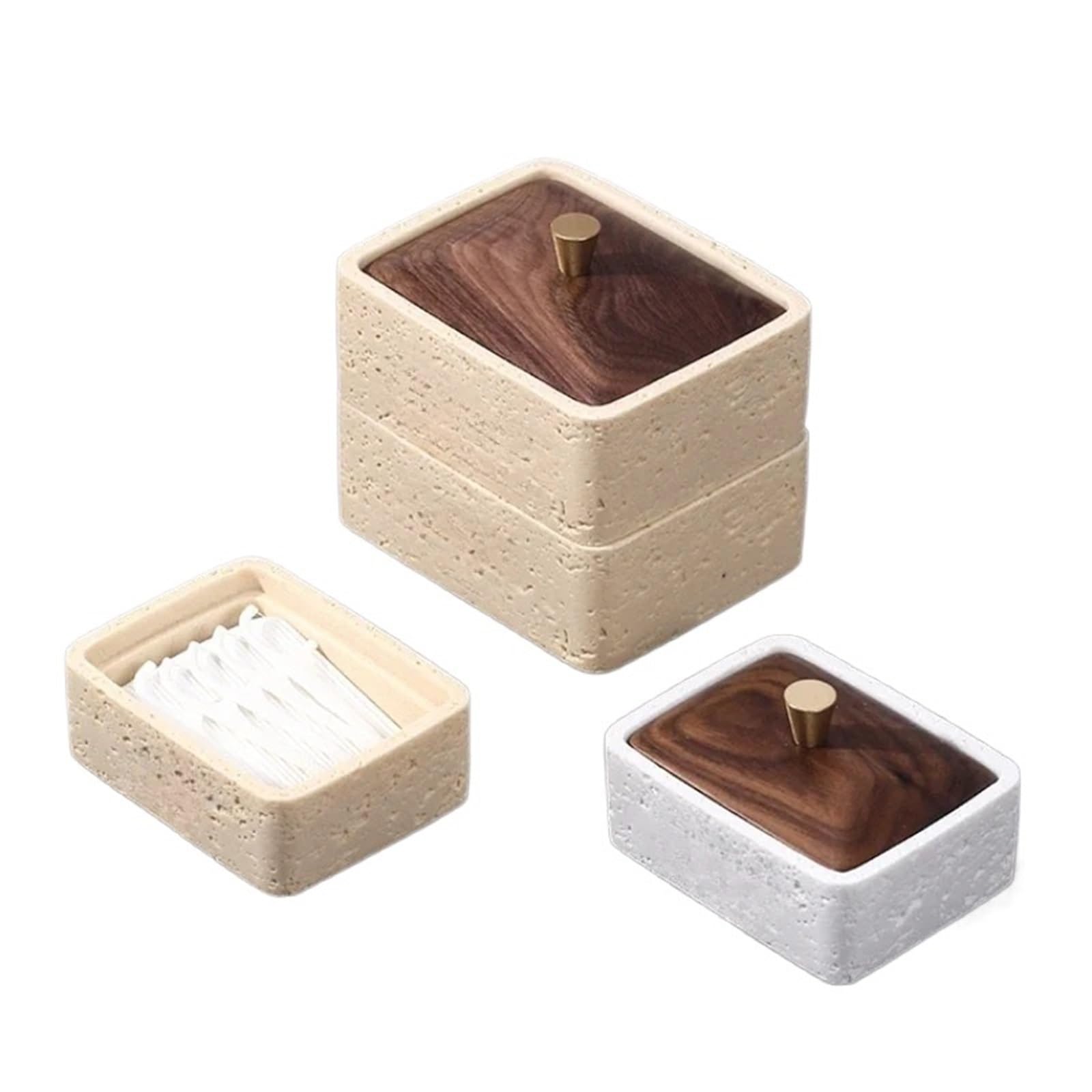 NFEKLFI toothpick holder Wind Tunnel Stone Toothpick Box Appearance Level Cotton Swab Floss Storage for home(A-monolayer-S)