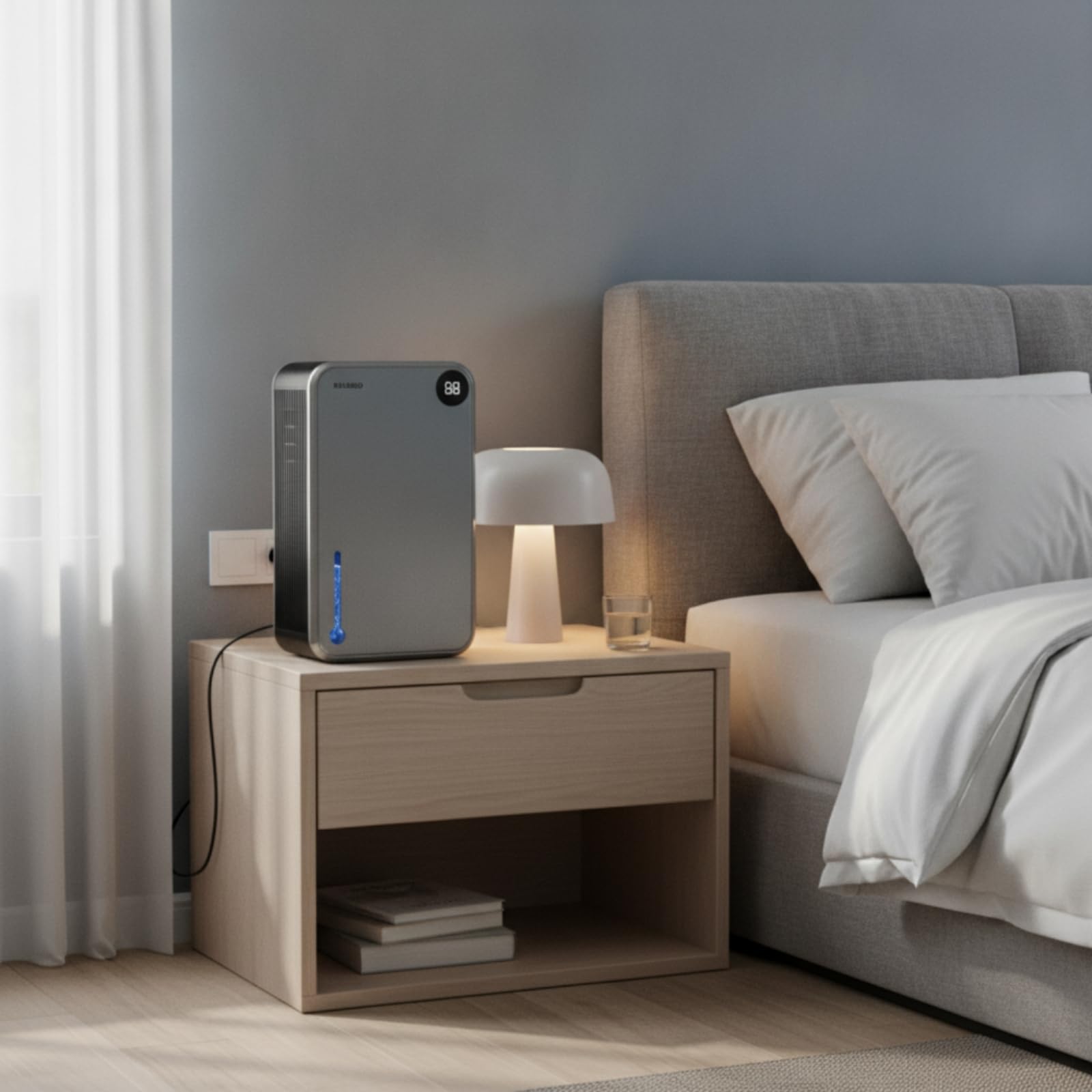 Deumidificatore Elettrico Compatto Deumidificatore con Serbatoio Automatico Elettrodomestico per Bagno, Bianco