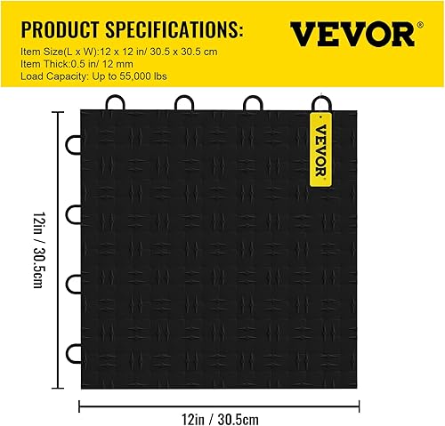 Miniatura 7 de VEVOR Suelo de garaje, azulejos de suelo entrelazados duraderos, paquete de 25, azulejos de garaje antideslizantes con placa de diamante, soporta