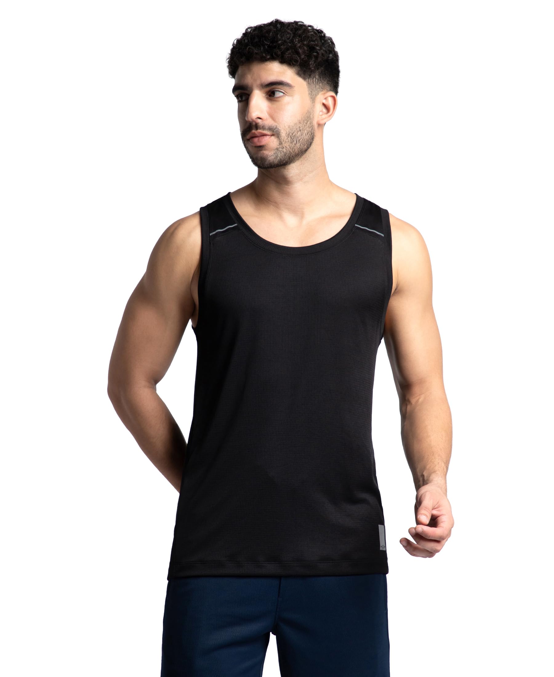 MV57 Men's Lightweight Microfiber Solid Active Wear Tank Top with Breathable Mesh-image-3