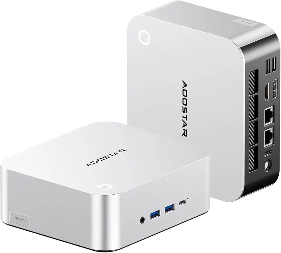 AOOSTAR Mini PC MACO AMD Ryzen 9 8945HS Barebone (8C/16T, até 5,2GHz), Mini computador gráfico Radeon 780M, suporta quatro monitores, com OCuLink Dual USB4, Dual 2.5G LAN/HDMI/WIFl6