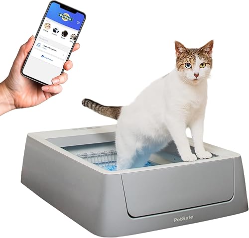 PetSafe ScoopFree Smart Self-Cleaning Cat Litter Box - WiFi App Enabled - Hands-Free Cleanup with Disposable Crystal Trays - Less Tracking Superior