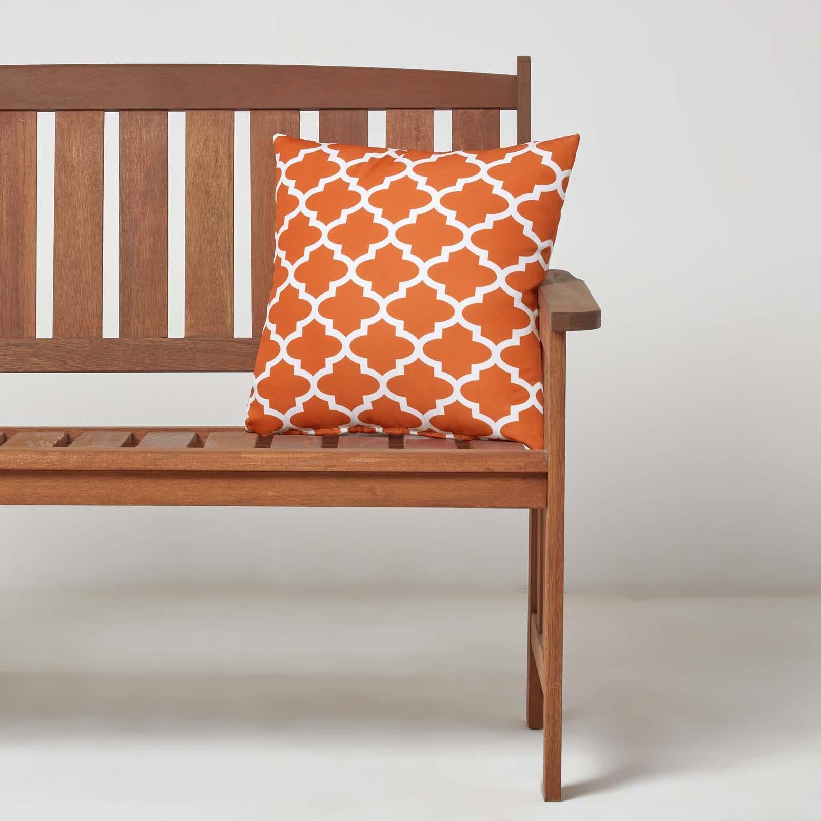 HOMESCAPES Coussin d’extérieur imperméable Orange NOLA, Coussin de Jardin carré 45x45 cm, Décoration Jardin extérieur – Lot de 2