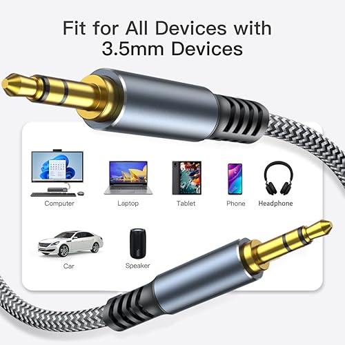 Miniatura 7 de MORELECS Cable Auxiliar de 15 pies, Cable de Audio de 3.5mm - Cable AUX de 3.5mm Trenzado de Nylon Macho a Macho para Coche, Auriculares, Estéreos