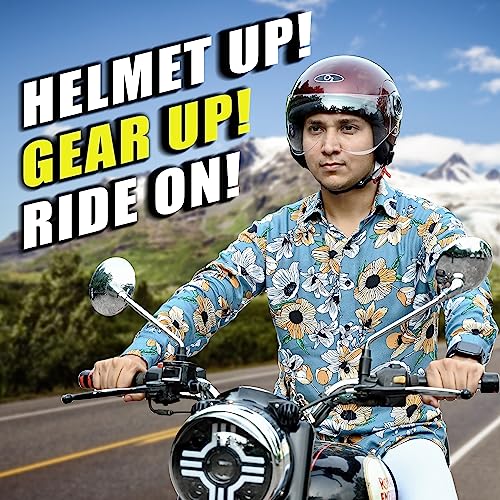 Image of O2 Open Face / Half face Helmet Unisex for Bike Women Men ISI Certified with Clear Visor Smooth Finish Lightweight & Compact (ChRed, 580mm Medium)