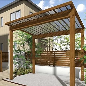 Amazon サイクルポート タカショー スノースタイル ミニ ポリカ屋根使用 クリアマット 標準柱 H18 2990 2498 サビに強いアルミ製 家庭用 おしゃれ 自転車置場 屋根 ホワイトパイン サイクルポート