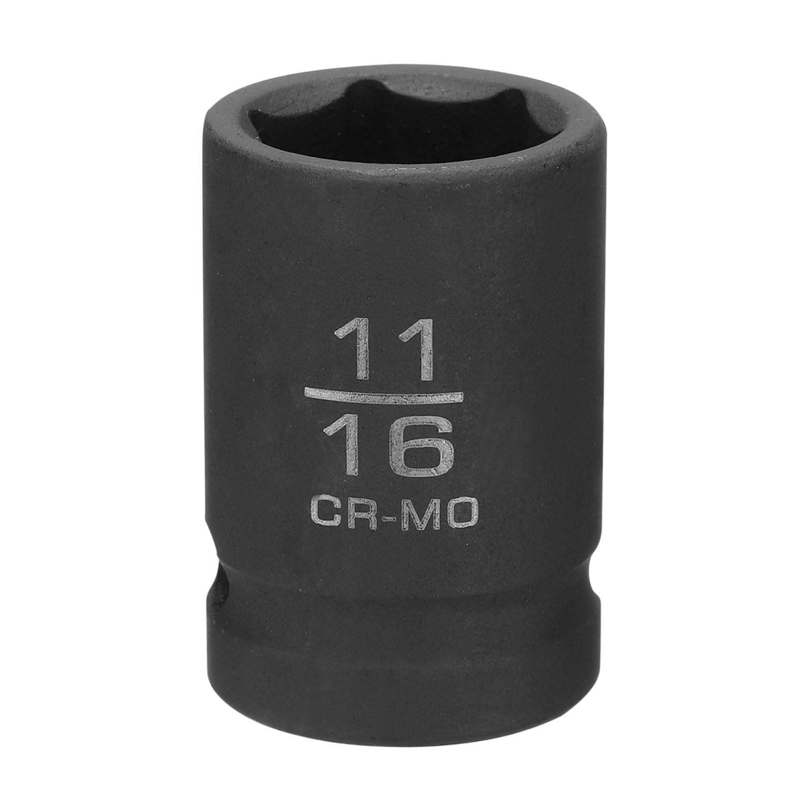 sourcing map 6 Point Shallow Impact Socket 11/16" Socket 1/2" Square Drive 38mm (1.5") Long 40CRMO for Home Auto Axle Hex Nuts Bolts Repair, Black