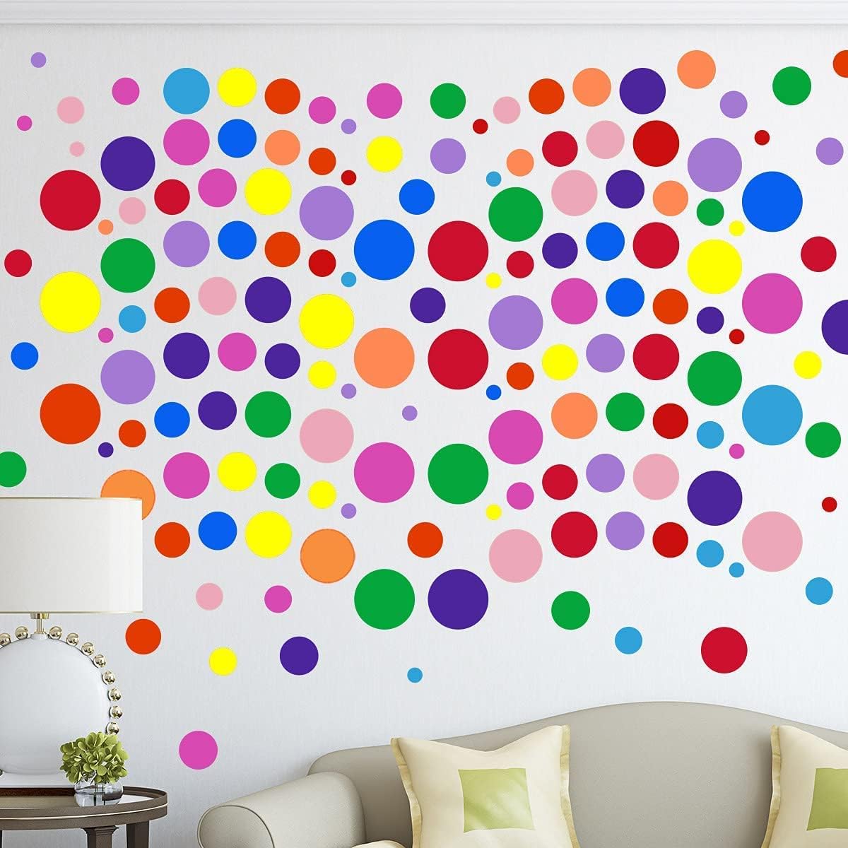 264 Pieces Polka Dot Wall Decals Circles Decals for Wall Vinyl Dots Stickers Set for Room Kids Bedroom Nursery Playroom Classroom Decor Graphic Decals Stickers 7 Different Size (12 Colors)