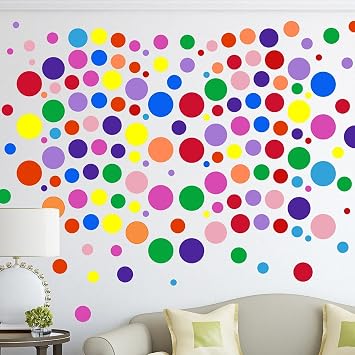 264 Pieces Polka Dot Wall Decals Circles Decals for Wall Vinyl Dots Stickers Set for Room Kids Bedroom Nursery Playroom Classroom Decor Graphic Decals Stickers 7 Different Size 12 Colors
