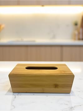 Bambu Peçetelik, Kağıt Havlu Mendil Kutusu Kahverengi 23 x 13