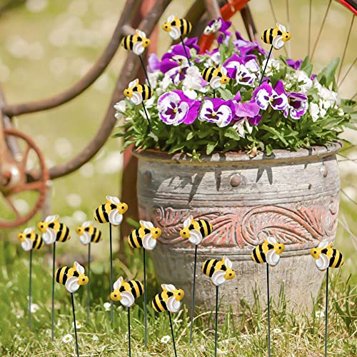 10 peças de decoração de estacas de jardim de abelhas, decoração de abelha simulada, ornamentos de a