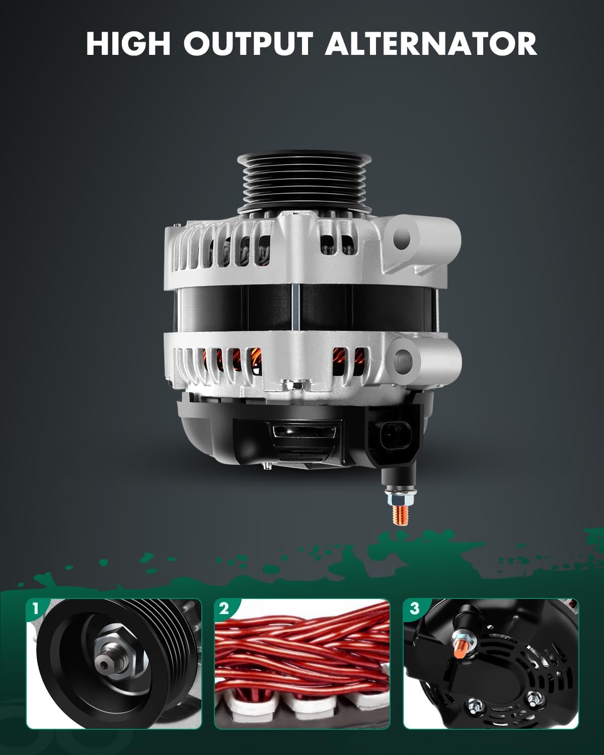 SCITOO Alternator Fits for Buick for Allure LaCrosse 5.3L 08-09, for Chevy for Impala for Monte Carlo 5.3L 06-09, for Pontiac Grand Prix 5.3L 05-08- 12V 135Amp CW 6-Groove Pulley, OE# 11179
