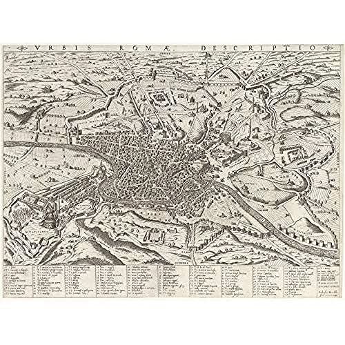 Artery8 Map Brambilla 1590 View Modern Rome From West Plan Unframed Wall Art Print Poster Home Decor Premium Mapa Ver Roma Desde Oeste pared Póster Casa