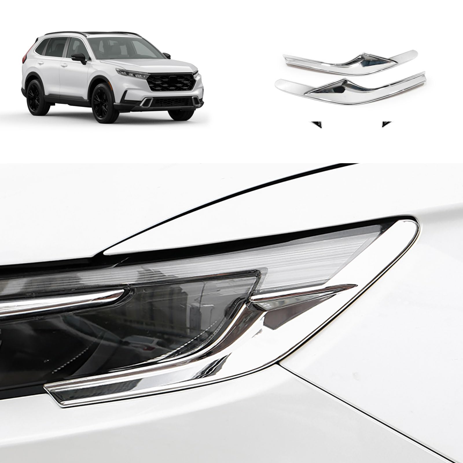 TERDARAY Front Head Light Eyelid Cover Trim Compatible with Honda New CRV CR-V 2023 2024 2025 2026 Headlight Lamp Eyebrow Panel Sticker Exterior Car