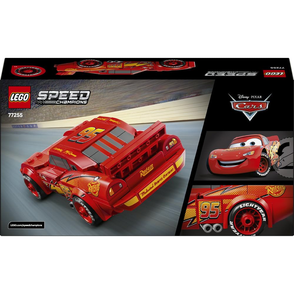 LEGO Speed Champions | Zygzak McQueen, zabawka konstrukcyjna dla chłopca i dziewczynki, samochód do składania dla 9-latka, zestaw z filmu Auta Disney Pixar, pomysł na prezent dla dzieci 77255