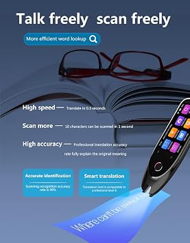 Scan Reader Pen, Smart Voice Translator Pen, Reading Pen for Dyslexia,112 Languages Translator Device,OCR Digital Reader Pen rts Sp & Scan to Text Translation for Meetings Travel Learning