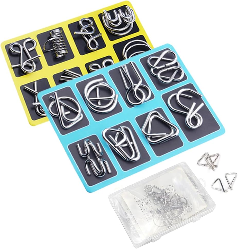 Anillo de rompecabezas de acertijo mental de metal, juego de lógica IQ de alambre de metal entrelazado 3D, desafiante rompecabezas de anillo de