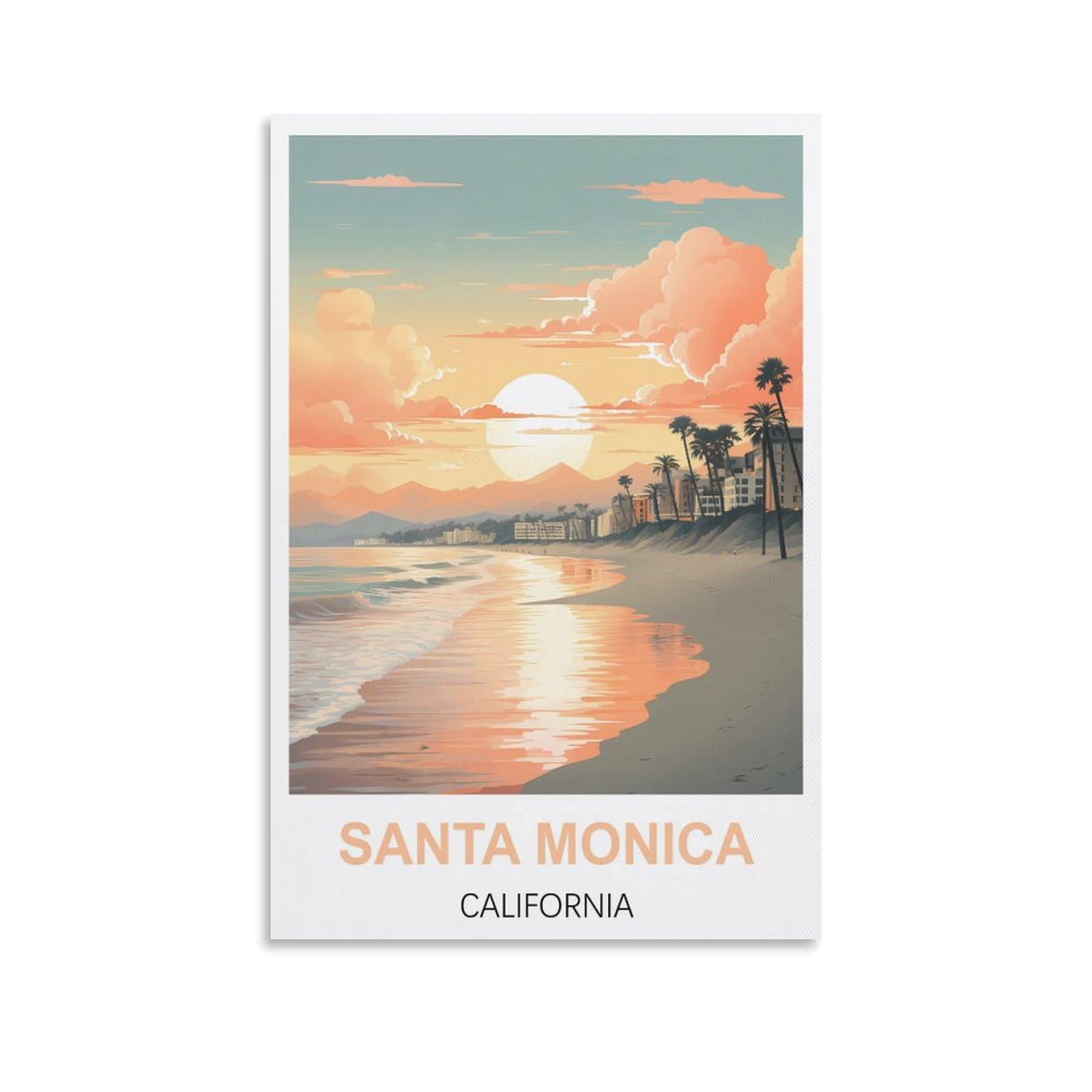 Metal Tin Sign,Santa Monica California,Vintage Bar Club Cave Home Kitchen Rustic Wall Art Decor Funny Sign 30x30cm