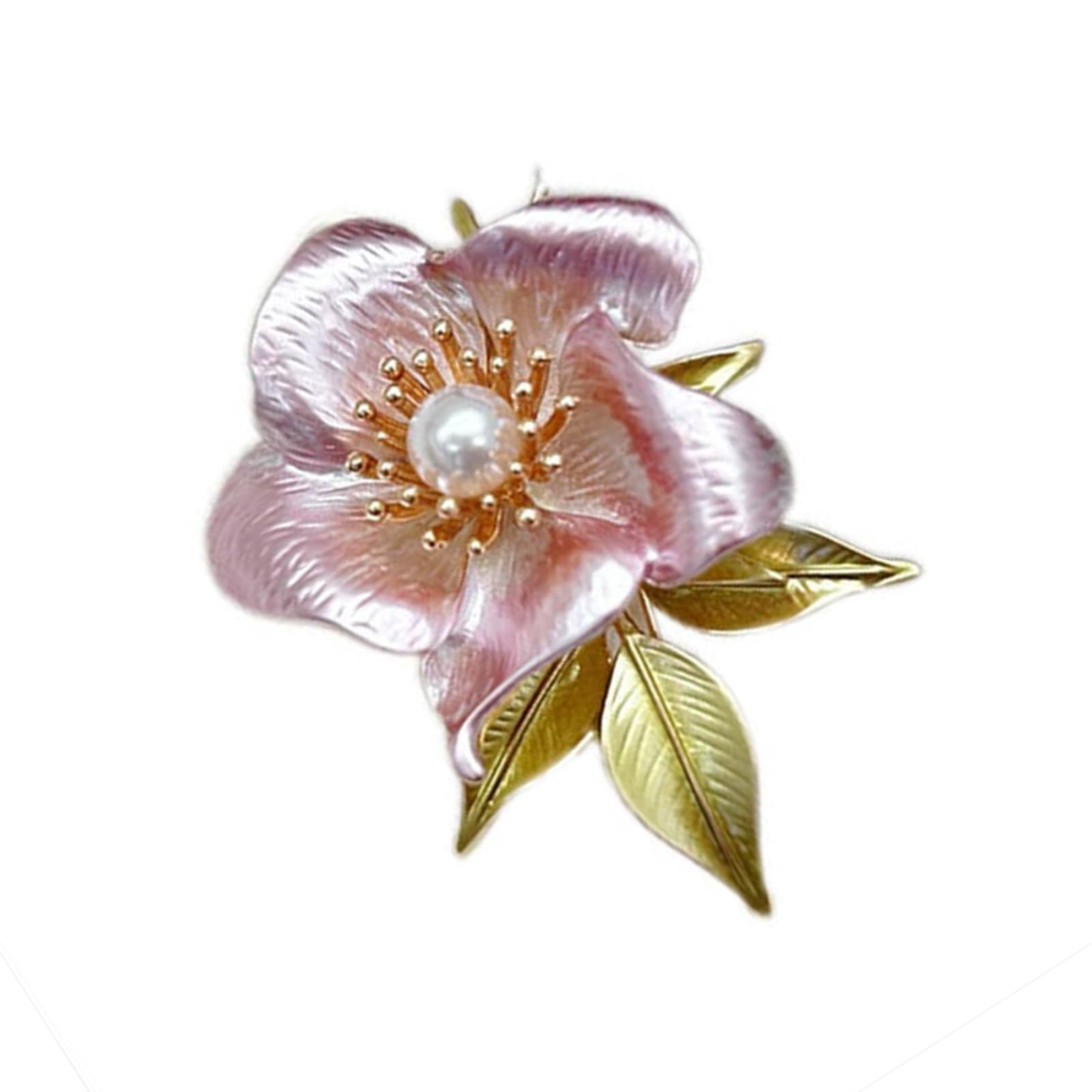 Morain Elegant Camellias Brooch Pin With Faux Pearls Lapel Accessory Sophisticated Jewelry Accessories For Wedding Attire