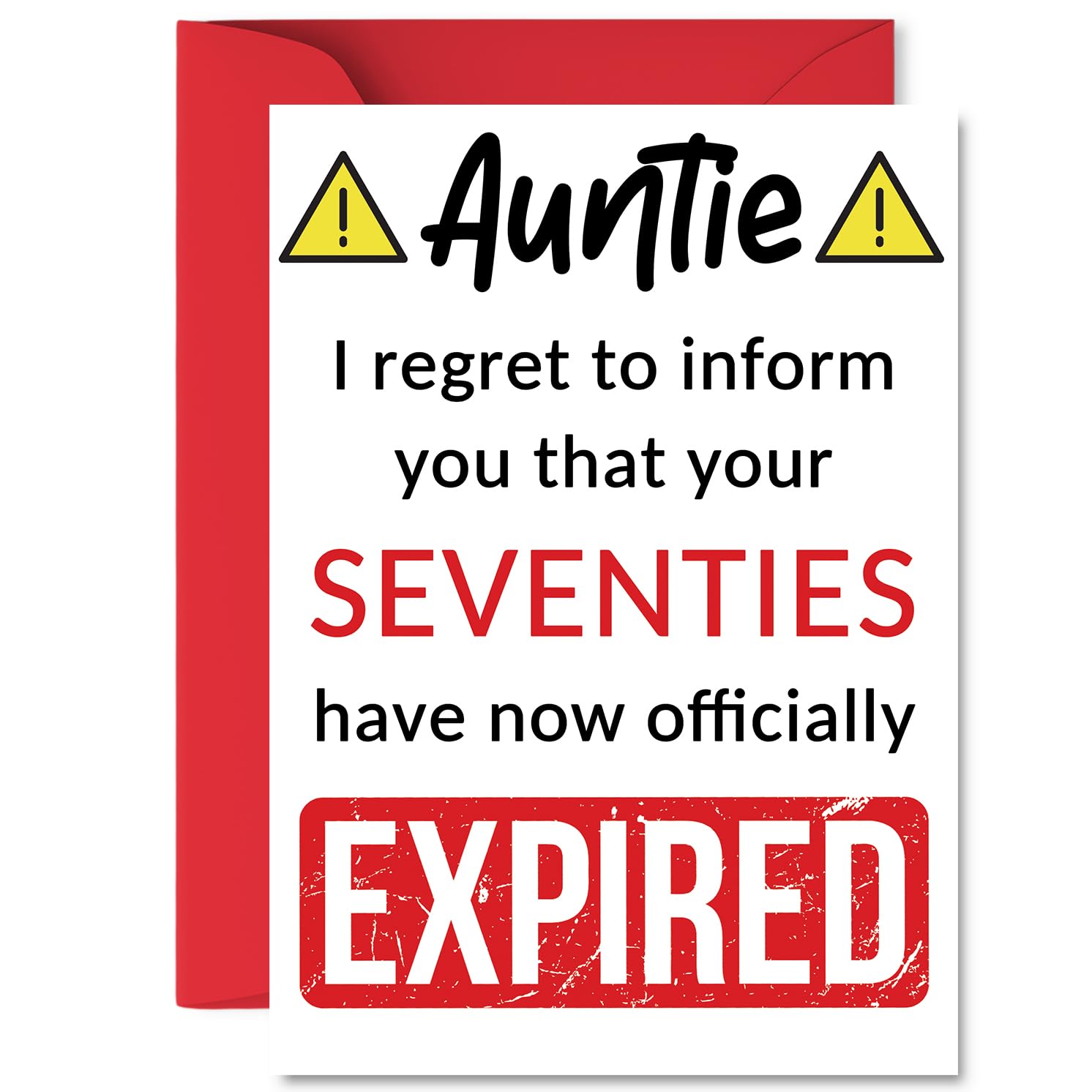 Funny 80th Birthday Cards for Auntie - Your Seventies Have Expired - Happy Birthday Card for Aunt Auntie Aunty from Nephew Niece, A5 Banter Joke Humour Bday Greeting Cards Gift