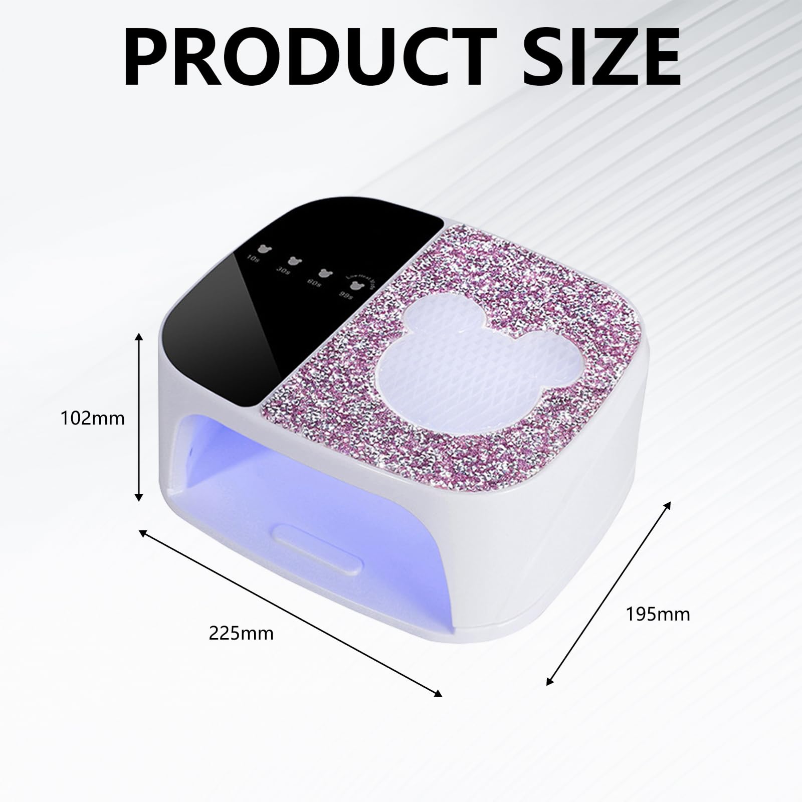 Lampara Uñas, Lampara UV LED Uñas con 36 Perlas de Lámpara Dispositivo de Fototerapia de Uñas con Diamantes de Imitación y Sensor Infrarrojo Lampara de Uñas con Base Extraíble para Casa y Salón