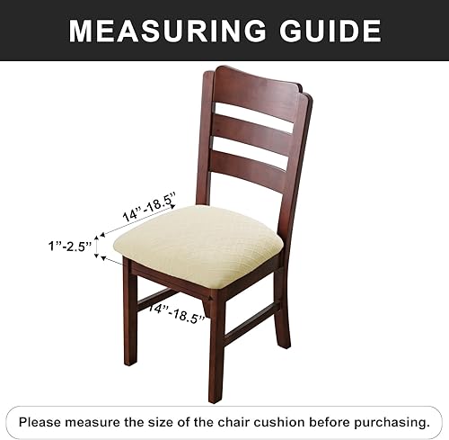 Miniatura 3 de Genina Fundas de asiento impermeables para sillas de comedor, fundas para sillas de comedor y cocina (beige, 4 piezas)