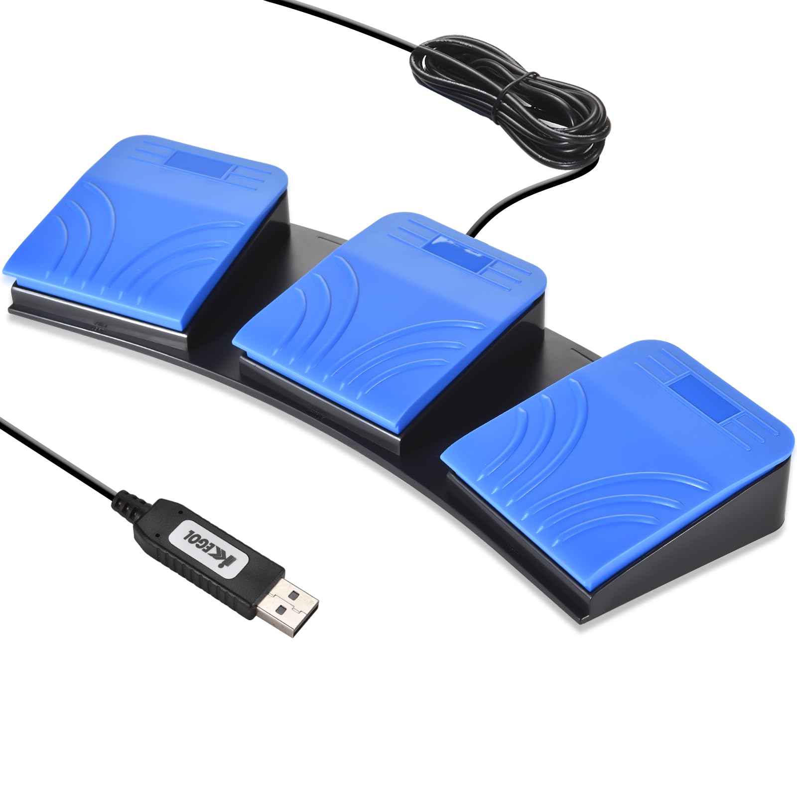 iKKEGOL Pedal de triple pie USB mejorado interruptor óptico control 3 teclas programa de tres botones teclado de computadora ratón juego acción HID azul (triple pedal)