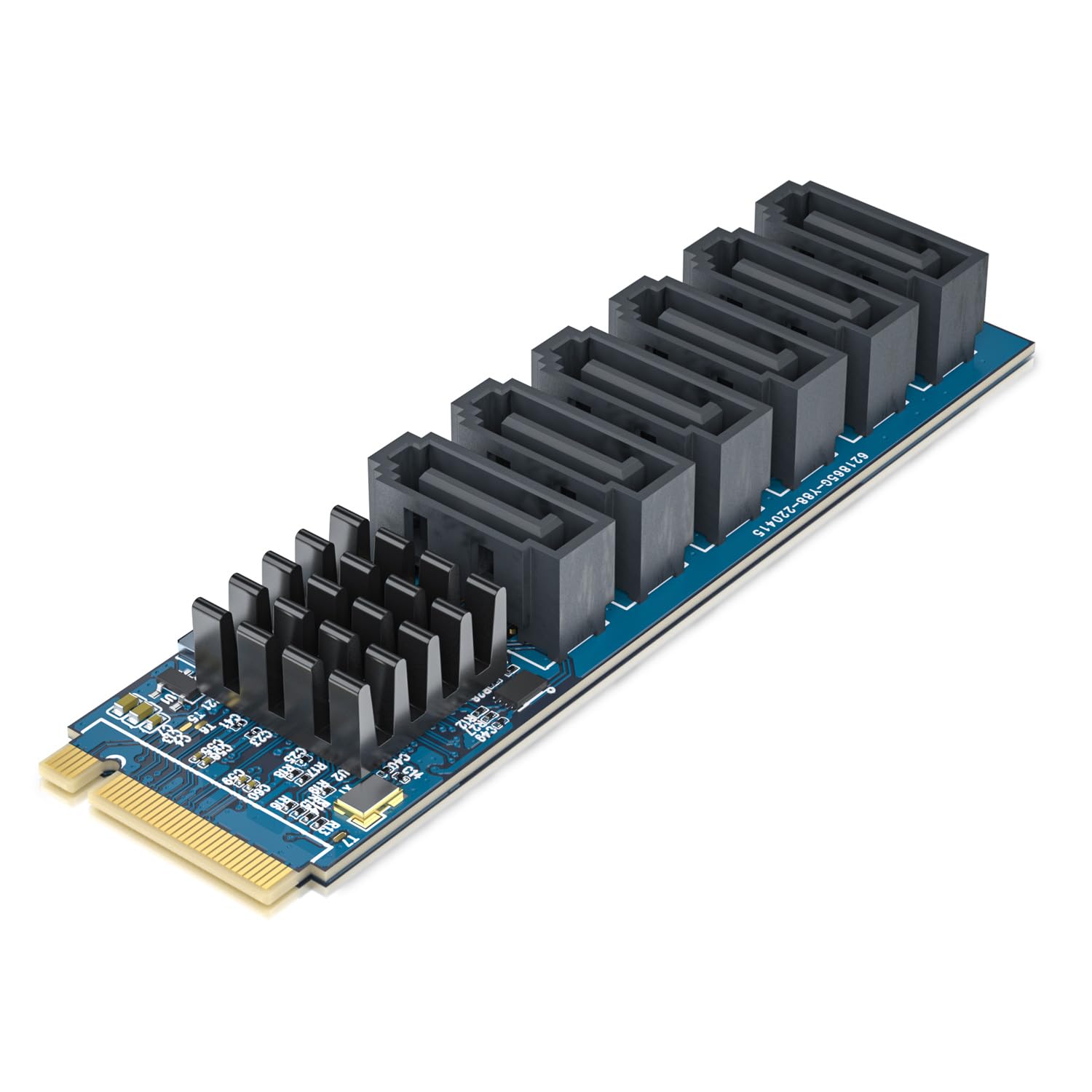 ipolex M.2 to 6 Port SATA Adapter (M Key), ASM1166 Chip, 6X SATA 3.0 Expansion Card for Desktop PC, Supports SSD/HDD, Plug & Play, Non-RAID, Multi-OS Compatible