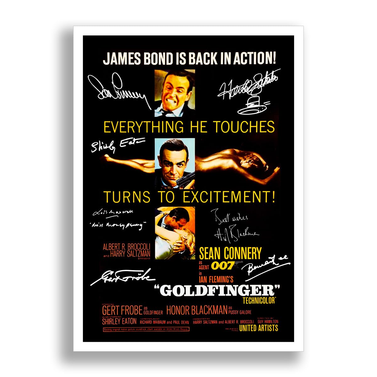 Mounted Gifts Goldfinger Movie Cast Signed A4 Poster Photo Print |  Desertcart Seychelles, image size:1200x1200