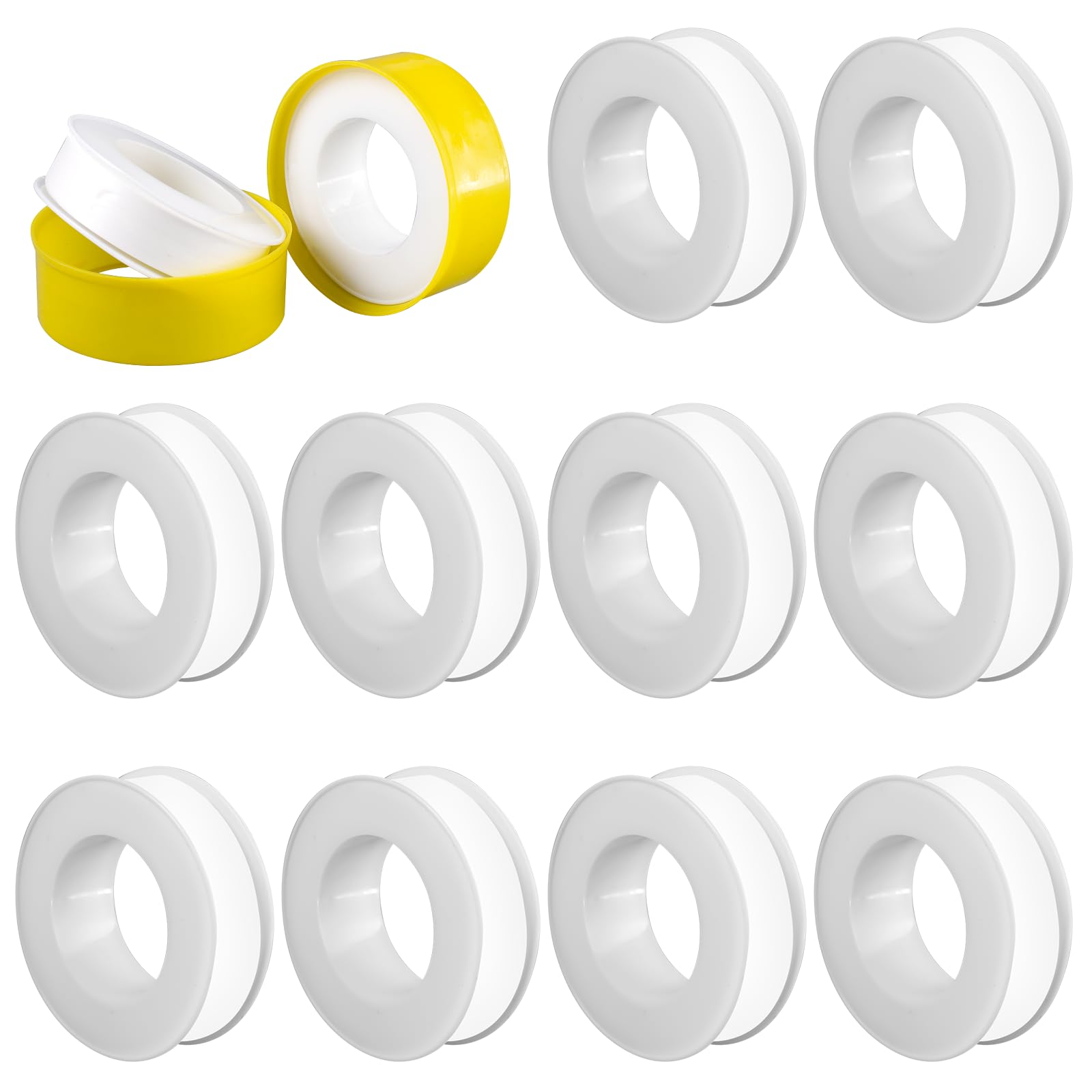 10 Rollos Cinta Selladora de Tubería, PTFE Cinta Teflon Fontaneria 15mm X 0. 075mm X 15m, Impermeable Teflon Hilo para Sistemas Sanitarios, Desagües, Válvulas (Rango De Temperatura -200°C A 260°C)