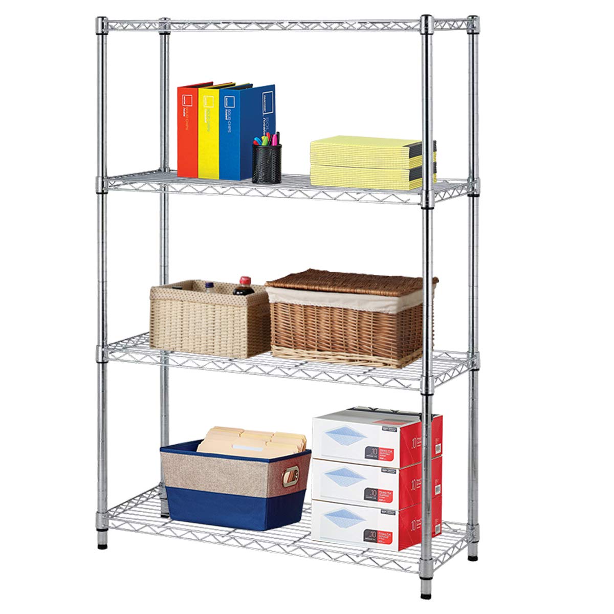 Morestar 4 Tier Storage Shelves Heavy Duty Shelving 14*30*54in Layer Wire Unit with Wheels Metal Shelf Standing Garage Rack,Adjustable NSF Certified (Chrome)