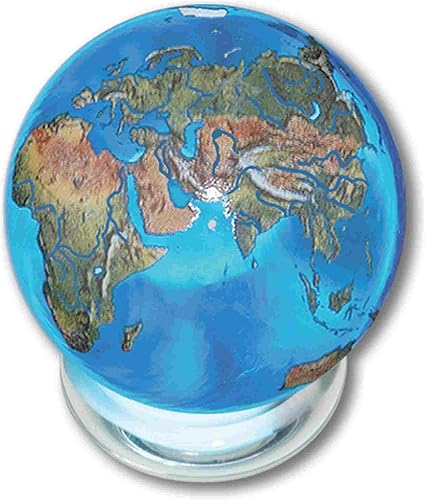 Aqua vidrio Tierra Esfera con naturales de tierra Continentes soporte de vidrio incluido 14inch diámetro Aqua vidrio Tierra Esfera con naturales de tierra Continentes soporte de vidrio incluido 14inch diámetro