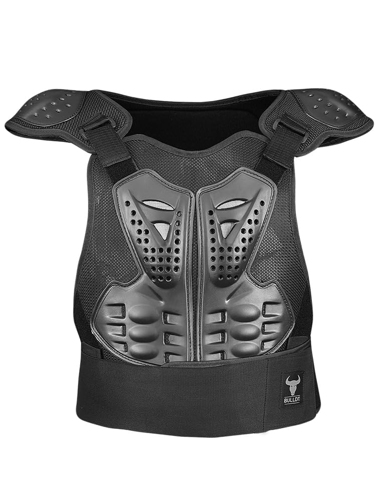 BULLDT Protektorenweste Damen & Herren für Motorrad Motocross ATV Skatebording Quad Scooter MTB Enduro Reiten Protektoren - Atmungaktiv Weste Verstellbar - Schwarz - 54
