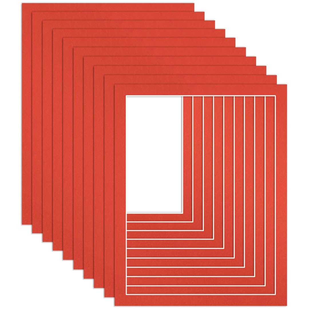 Procut Global 90x70cm Poppy Red Picture Mounts to Fit 80x60cm Aperture - Precision Cut Cardboard Photo Mount - Ideal for Frames, Prints, Artwork & Certificates - Sizes & Colours Available - 10 Pack