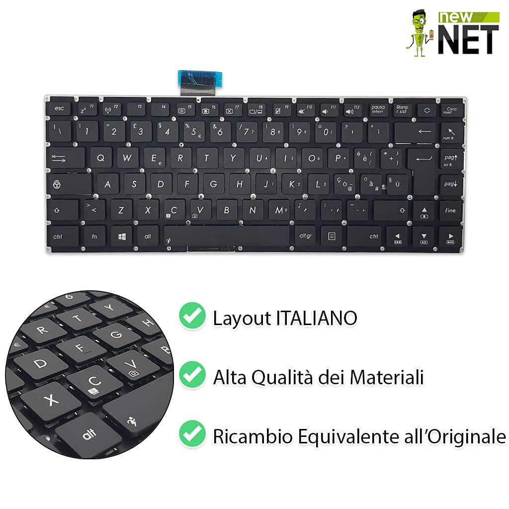 new net - Keyboards - Tastiera Italiana Compatibile con Notebook ASUS X512D S512FB X512U S512DK X512UF S512FA X512F X512DA [ Senza Frame - Retroilluminata - Layout ITA