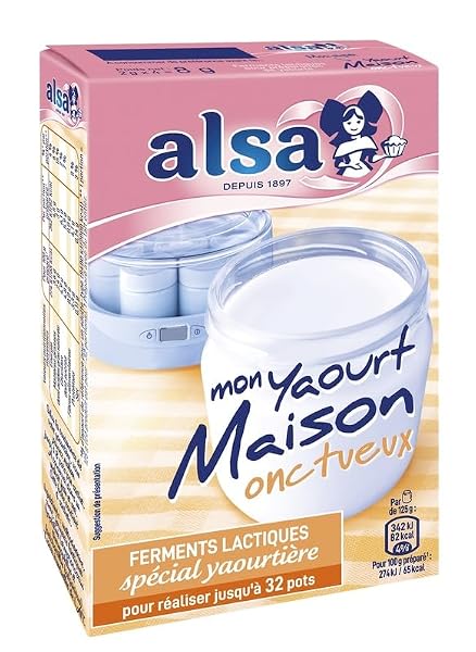 Alsa Préparation pour Yaourts Onctueux Mon Yaourt Maison 4 Sachets 8 g