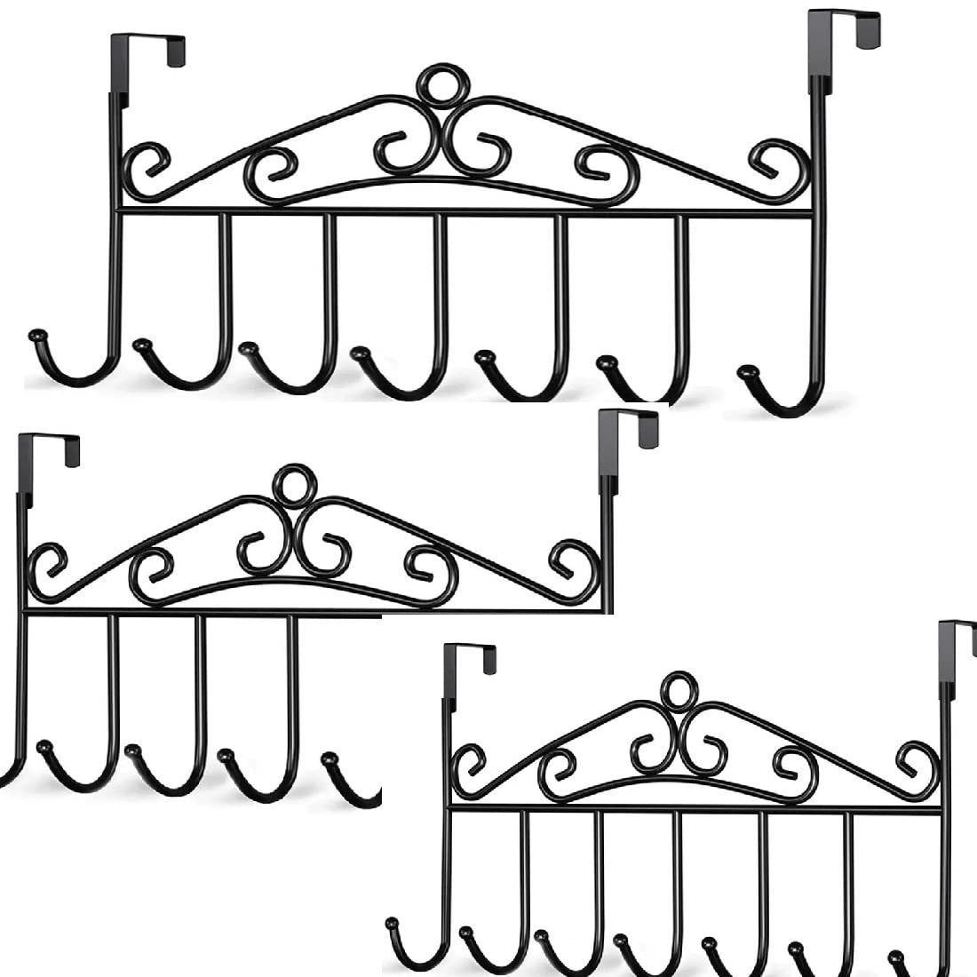CANWAY® 3 Pieces Over-The-Door Hanger with 7 Hooks for Home and Office, No Drilling Required, Black (B0BTVXXQPX) Amazon Price History, Amazon Price Tracker