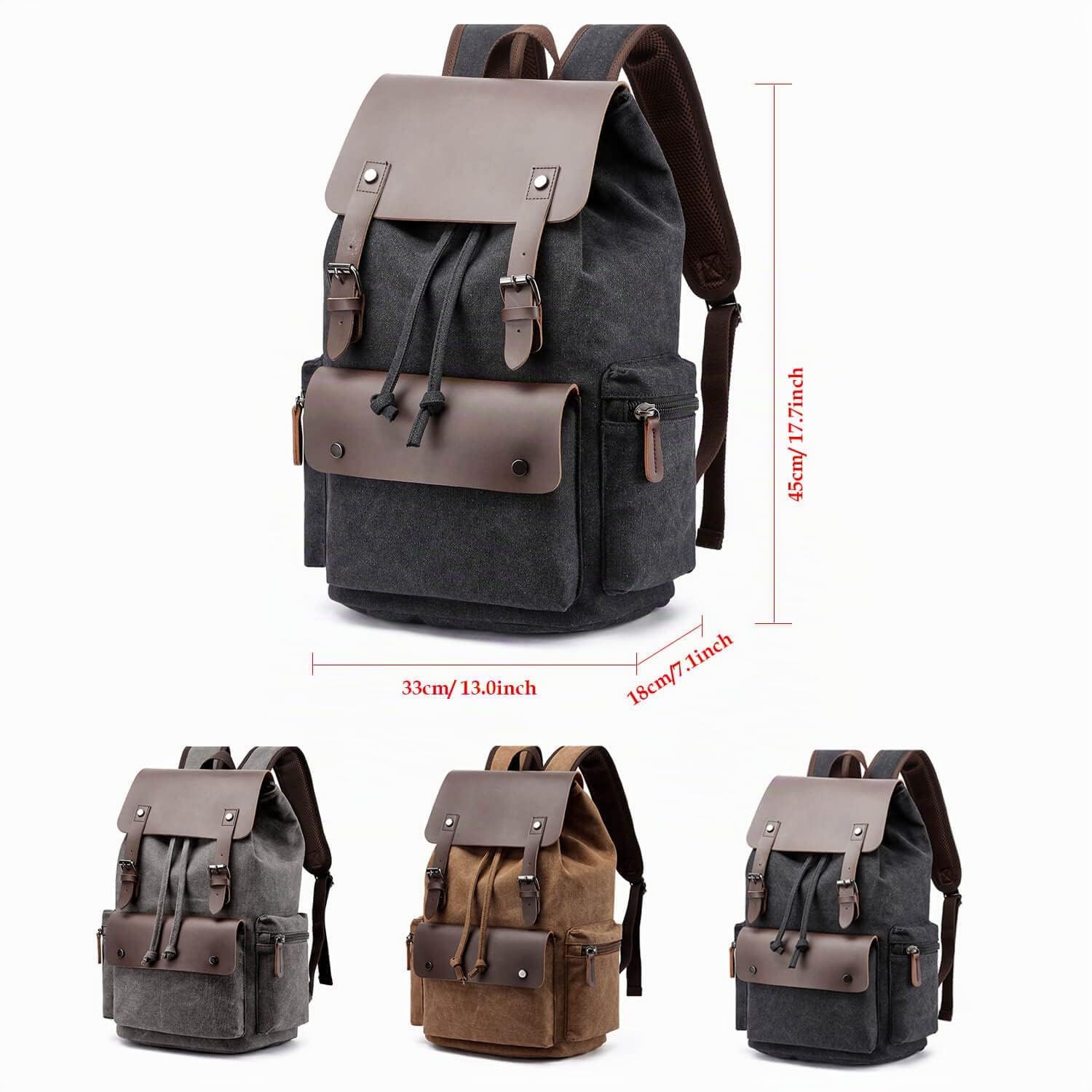 Vintage-Rucksack aus Segeltuch, lässiger Tagesrucksack, Reiserucksack für Damen und Herren, Laptop-Rucksack, College, Schultasche, Outdoor, Wandern, Camping