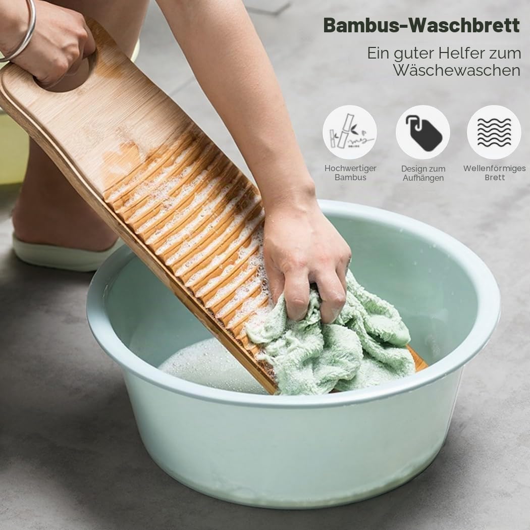 2 Stück Wäsche aus natürlichem Bambus, verdicktes, rutschfestes Waschbrett für kleine Wäschearbeiten, hängendes Design-Waschbrett, praktische Haushaltswerkzeuge, Vintage-Dekoration