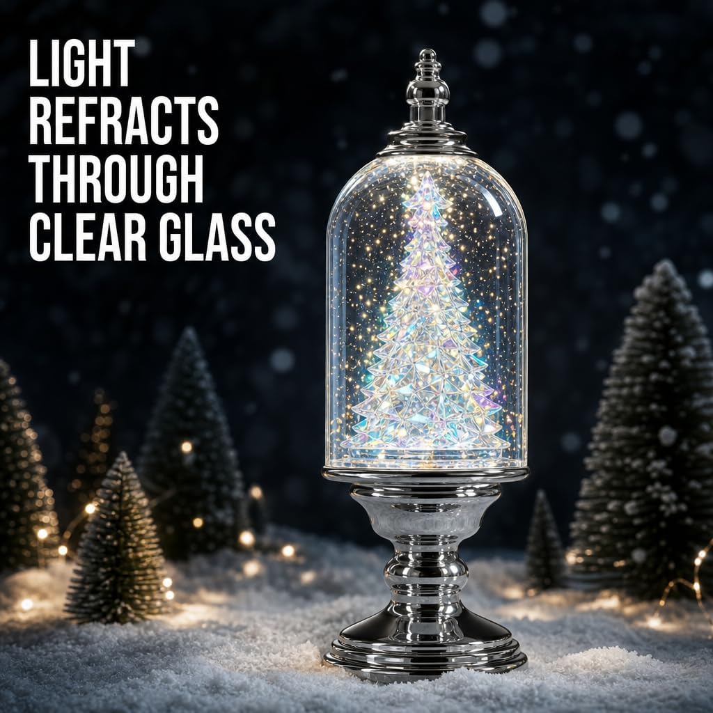 Holiday Decor Essentials 12" LED Glass Christmas Snow Globe Cloche Dome