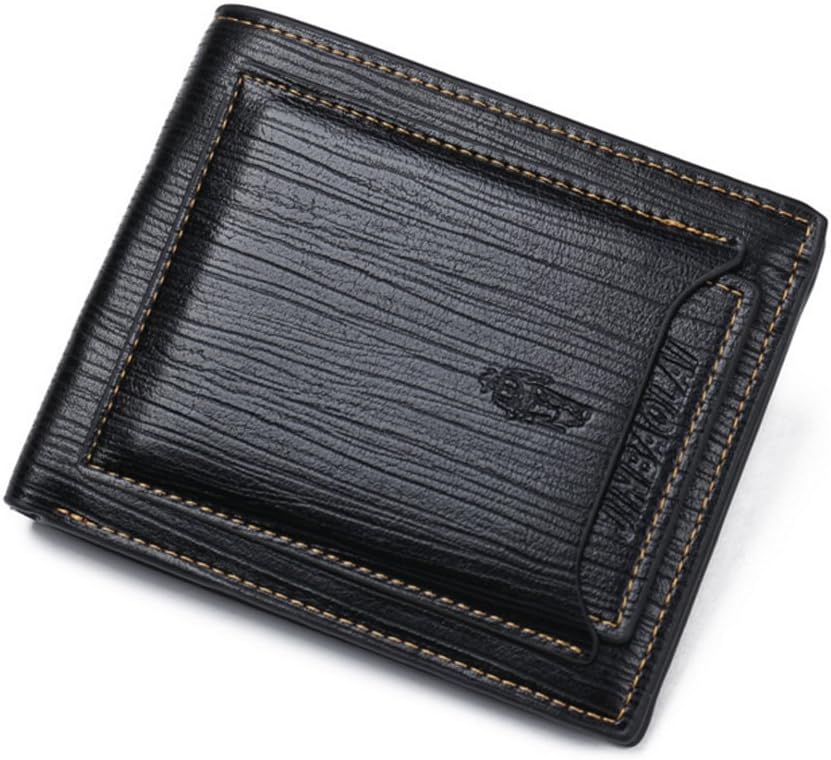 Men's Trifold Leather Wallet Jinbaolai (Black)