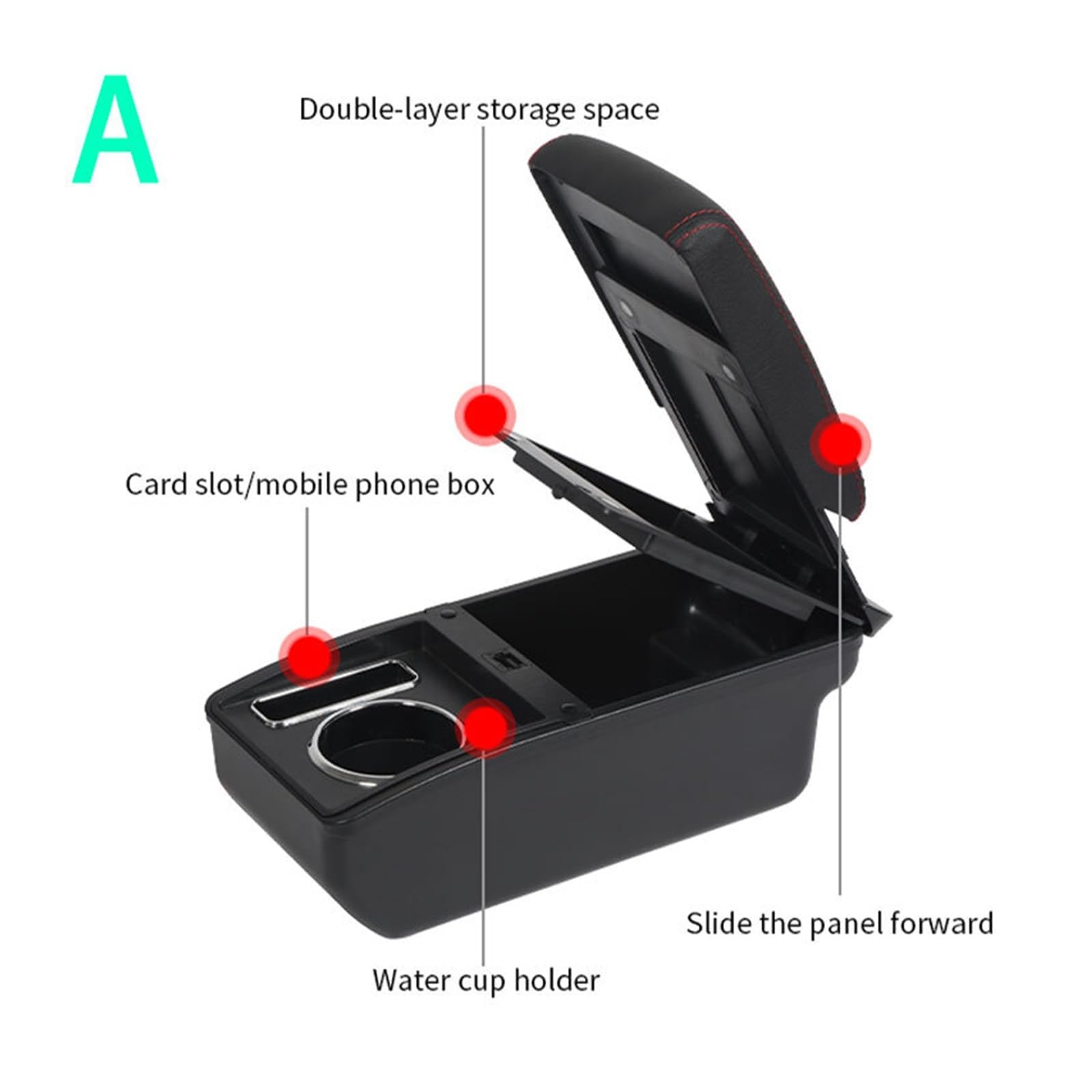 Dla Hyundai Accent RB Solaris Verna podłokietnik ze schowkiem z portem USB środkowy schowek na deskę rozdzielczą 2011-2016 akcesoria samochodowe(A2 Black line NO USB)