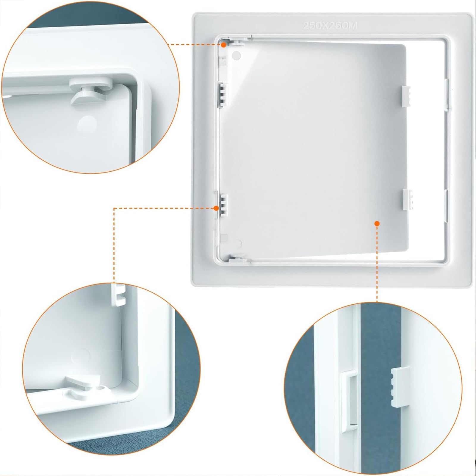 Porta d'accesso a tubi, portello di ispezione sottotetto, porta ad accesso in alluminio, telaio in alluminio, con chiusura a scatto, per impianti idraulici ed elettrici (nero, 50 x 55 cm)