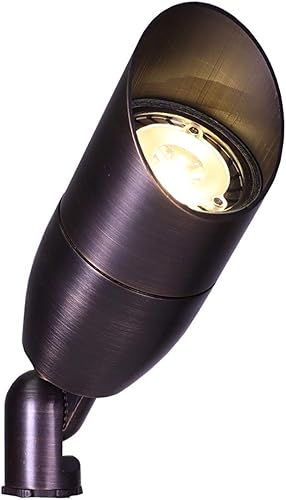 BestPro Lighting - Luz de bala direccional de latón LED de 12 V, iluminación de paisaje de 3 W (BPL106BRZLED)