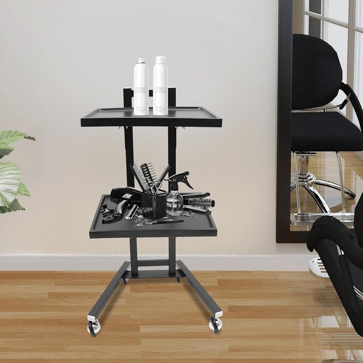 Carrito plegable con ruedas, carrito utilitario multifuncional para salón, spa y almacenamiento de cocina