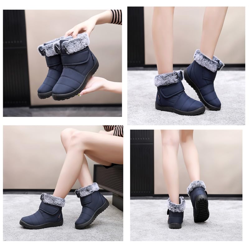 Bravover Women Snow Boots Winter Boots For Women Ladies Warm Shoes Fur Lined Winter Warm Snow Boots For Women Waterproof Anti-Slip Ankle Snow Boots Lightweight Outdoor