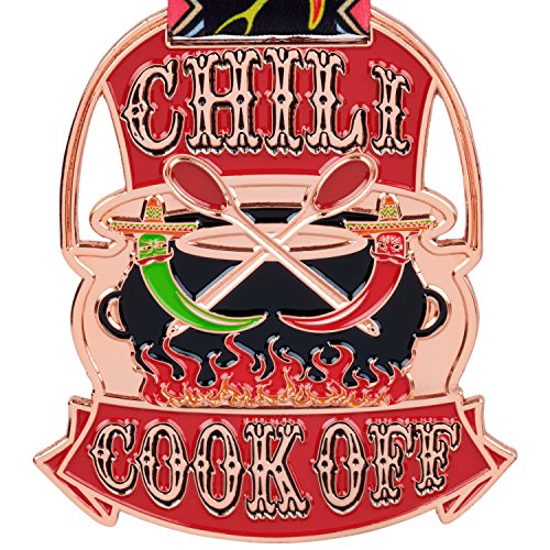 Chili Cook Off Premium Trophy Medals for Award Ceremony, Available 1st Place Gold, 2nd Place Silver, 3rd Place Bronze Positions - Sold Separately (Bronze)