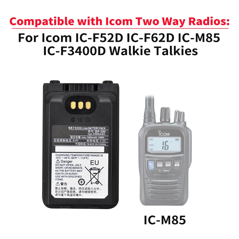 Amazon.com: Vineyuan BP-290 Battery with Belt Clip for Icom Radios