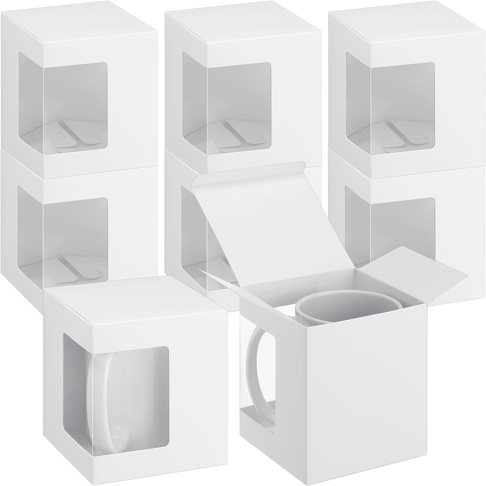 Harloon 36 Pack Mug Boxes for Gifts Coffee Mugs Boxes Gift for Shipping Sublimation Transparent Wine Glass Gift Packaging Box for Blanks 11oz, 12oz, 15oz Wrapping(White)