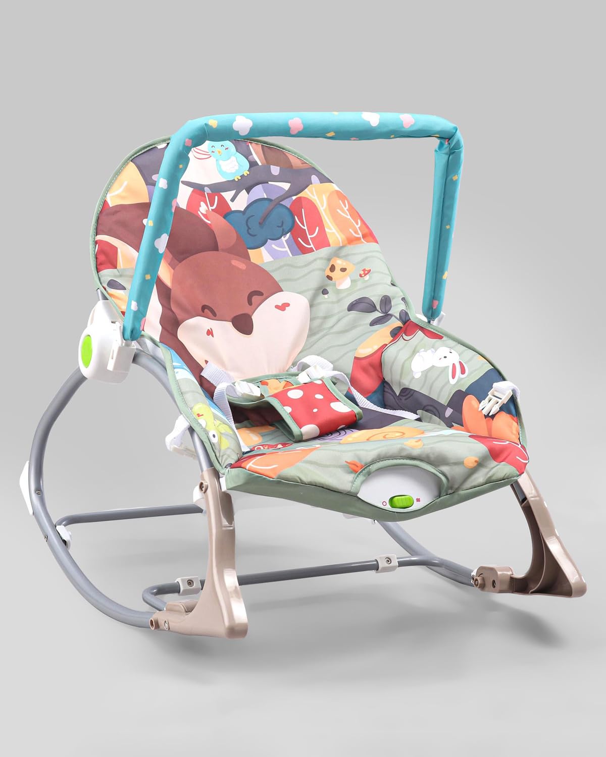 Play Nation Premium Newborn To Toddler Portable Baby Rocker Cum Bouncer With Mosquito Net, Adjustable Backrest Recline Rocker | 3 Point Safety Harness| Baby Rocker For 0 To 2 Years(Grey)-image-38